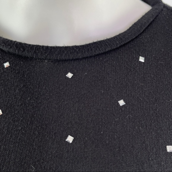 Zara Black Short Sleeve Studded T-Shirt Top Size M Studs Casual Knit - Picture 4 of 9